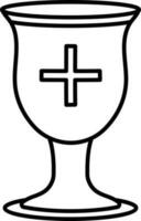 Flat Style Chalice Icon In Black Outline. vector