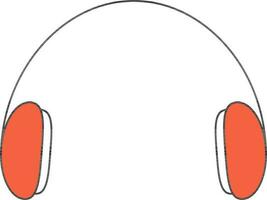 Isolated Headphone Icon in Orange Color. vector