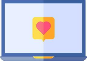 Love Or Favorite Message In Laptop Icon. vector