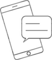 Black Outline Message In Smartphone Icon. vector