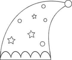 Papa Noel sombrero icono o símbolo en negro Delgado línea Arte. vector