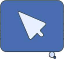 Speech Bubble With Cursor Icon In Blue Color. vector