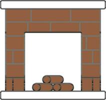 Brick Fireplace Icon In Brown And White Color. vector