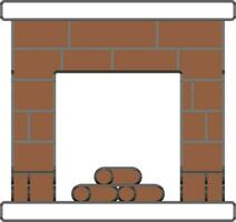 Brick Fireplace Icon In Brown And White Color. vector