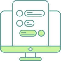 Green And White Color Online Chatting In Desktop Icon. vector