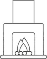 Flat Style Chimney Or Fireplace Icon In Black Outline. vector