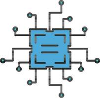 Circuit Or Microchip Icon in Blue Color. vector