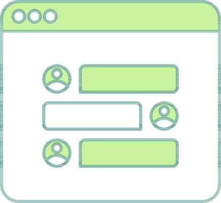 Online Group Chat Icon In Green And White Color.