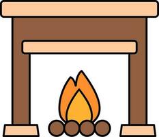 Fireplace Icon In Brown And Peach Color. vector