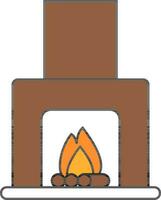 Flat Style Chimney Or Fireplace Icon In Brown And White Color. vector