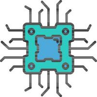 Flat Style Microchip Icon in Blue and Turquoise Color. vector