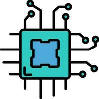 Isolated Microchip Icon in Blue and Turquoise Color. vector