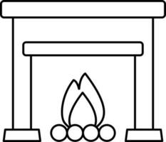 Fireplace Icon In Black Outline. vector