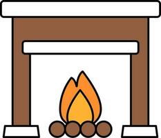 Fireplace Icon In Brown And White Color. vector