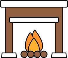 Fireplace Icon In Brown And White Color. vector