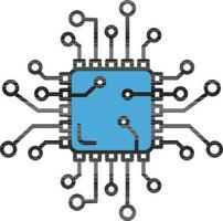 Circuit Chip Icon or Symbol in Blue Color. vector