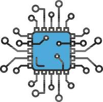 Circuit Chip Icon or Symbol in Blue Color. vector