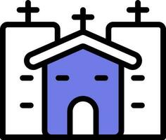 Church Icon In Blue And White Color. vector