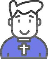 Blue and White Catholic Priest Icon. vector
