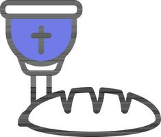 Communion Icon In Blue And White Color. vector