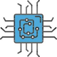 circuito o computadora chip icono en azul color. vector