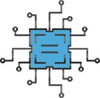 Circuit Or Microchip Icon in Blue Color. vector