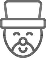 negro línea Arte ilustración de bufón hombre vistiendo sombrero icono. vector