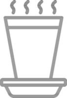 Hot Glass on Plate Icon in Line Art. vector