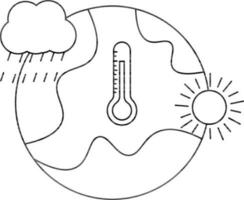 High Temperature or Rain for Global Warming Line Art Icon. vector