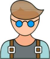 Vector Illustration of Young Man Wearing Eyeglasses.