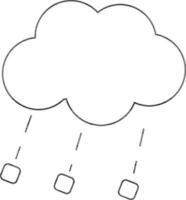 Freezing Rain Clouds Icon in Thin Line Art. vector