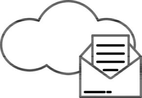 Flat Style Cloud Mail Icon in Line Art. vector