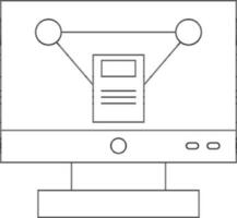 File Share or Connect Symbol in Monitor Screen Line Art Icon. vector