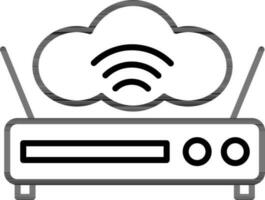 Cloud with Router Icon in Black Outline. vector