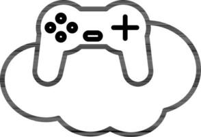 Cloud Game Icon in Black Line Art. vector