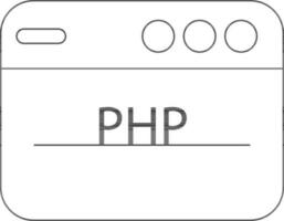 Black Outline Illustration of PHP Web Page Icon. vector