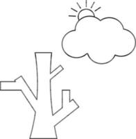 Dry Tree with Sun and Cloud for Summer Line Art Icon vector