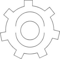 Cogwheel or Setting Icon in Black Line Art. vector