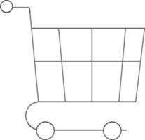 Black Outline Shopping Cart Icon on White Background. vector