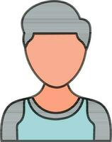 Faceless Young Man Colorful Icon in Flat Style. vector