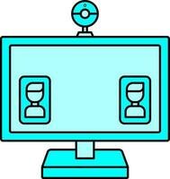 Online Meeting Or Video Calling In Computer Icon. vector
