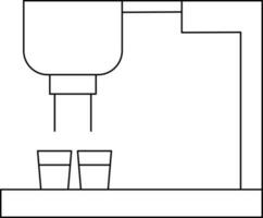 Double Filter Machine With Glass Icon in Black Line Art. vector