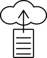 Upload Cloud File Icon in Thin Line Art. vector