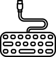 Wired Keyboard Icon in Line Art. vector