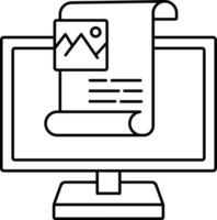 Line Art Web Gallery In Computer Screen Icon. vector