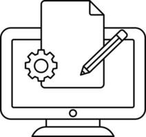 Computer Management Icon Or Symbol In Stroke Style. vector