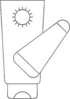 Vector Illustration of Sunscreen Lotion in Thin Line Art.