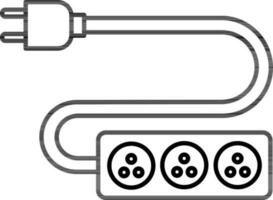 Extension Plug Board Icon in Black Line Art. vector