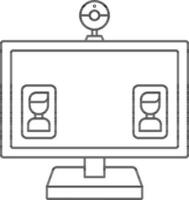 Online Meeting Or Video Calling In Computer Icon. vector
