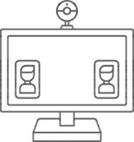 Online Meeting Or Video Calling In Computer Icon. vector